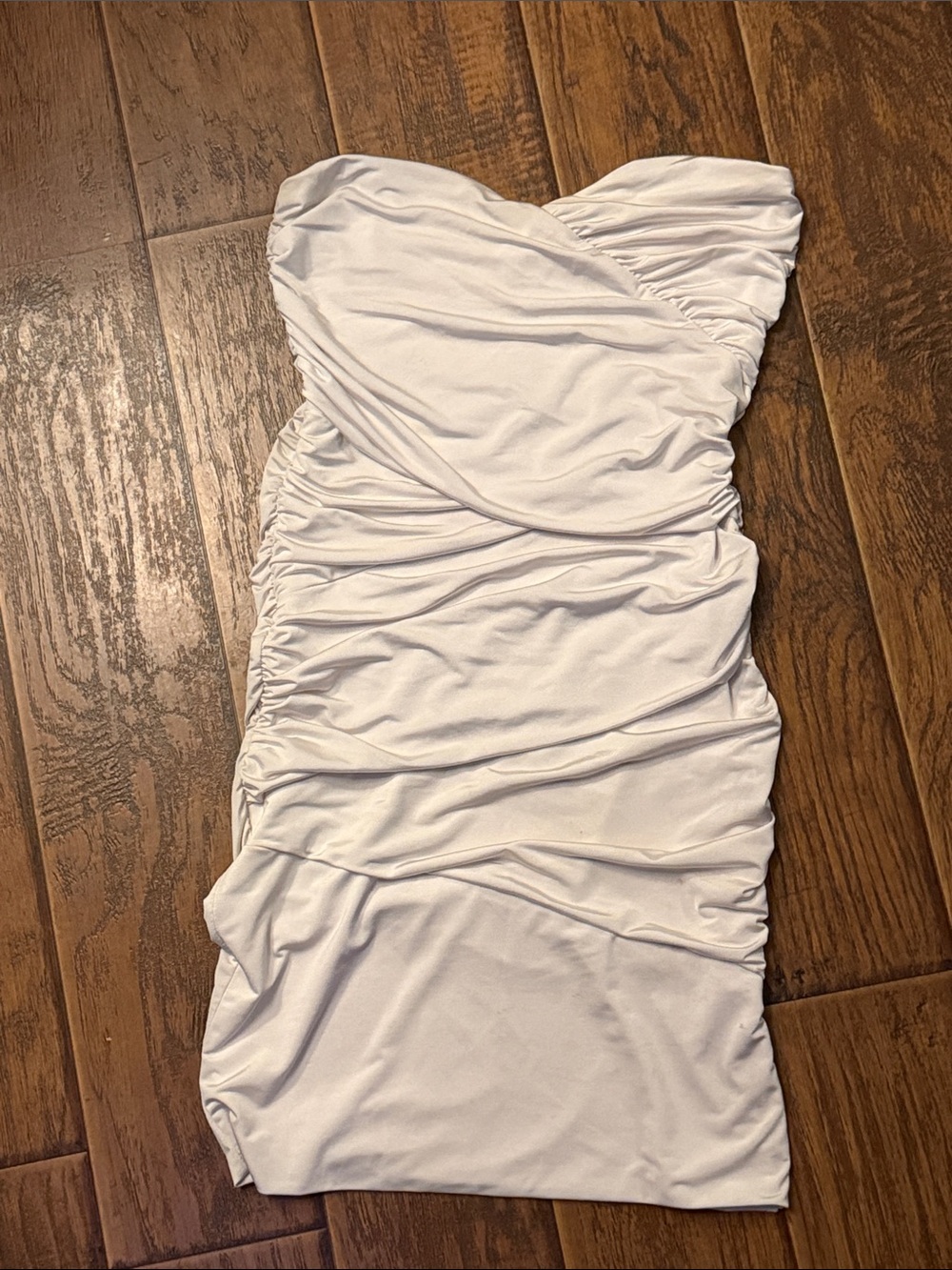 Vintage 2000’s Strapless White Ruched Bodycon Dress